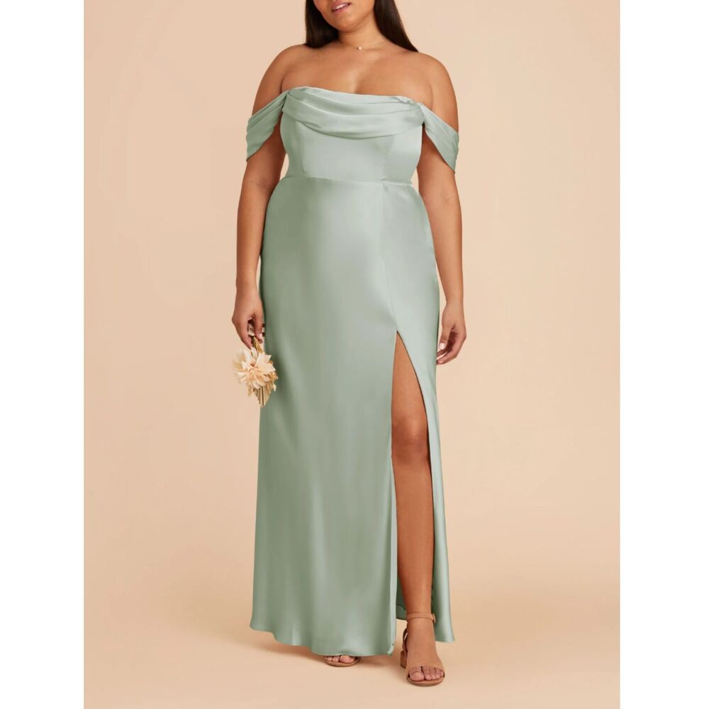 NWT Birdy Grey Mia Matte Satin dress in Sage green
